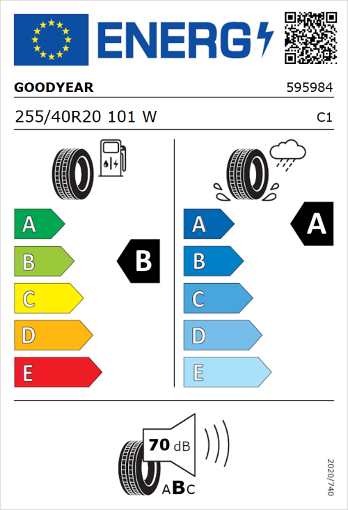 Tyre Label for Goodyear Eagle F1 Asymmetric 6 255/40R20 101W